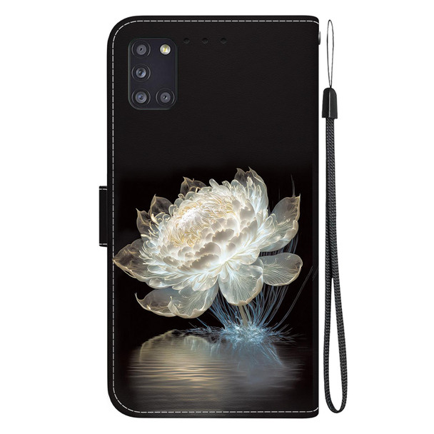 For Samsung Galaxy A31 Crystal Texture Colored Drawing Leatherette Phone Case(Crystal Peony)