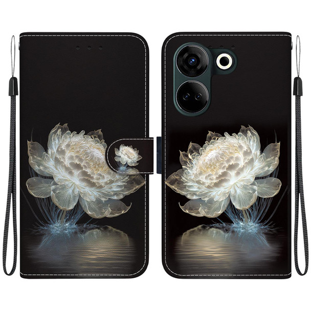 For Tecno Camon 20 Pro 4G / 20 Crystal Texture Colored Drawing Leatherette Phone Case(Crystal Peony)