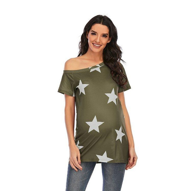 Printed Short-sleeved T-shirt Plus Size Maternity Wear (Color:Army Green Size:M)