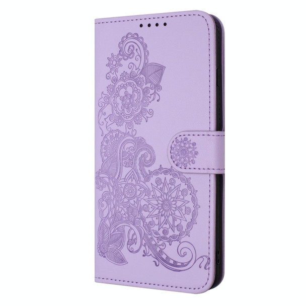 For Xiaomi Redmi Note 12 Pro Datura Flower Embossed Flip Leather Phone Case(Purple)