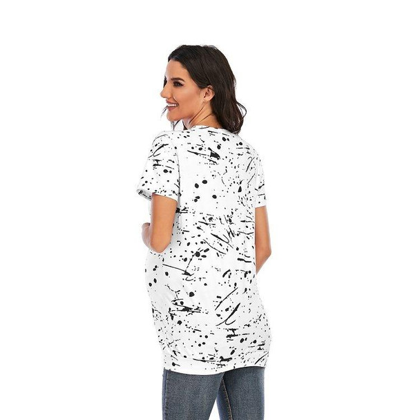 Tie-dye Short-sleeved T-shirt Plus Size Maternity Wear (Color:White Size:S)