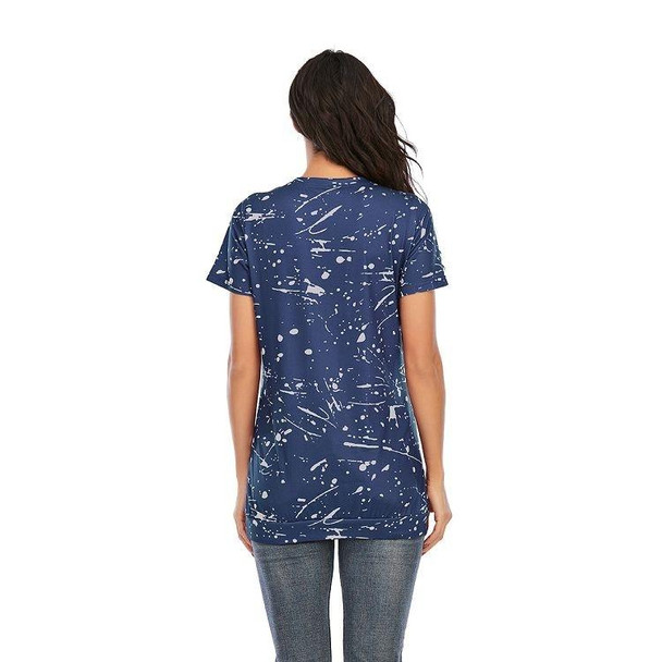 Tie-dye Short-sleeved T-shirt Plus Size Maternity Wear (Color:Blue Size:S)