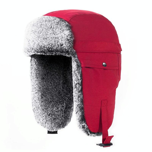 Outdoor Windproof Hat Winter Thickened Cotton Cap Warm Coldproof Riding Cap, Cap Size: 58-62cm (Red)