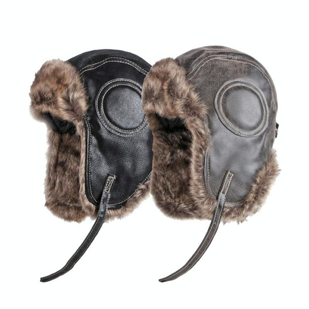 Autumn Winter Imitation Leatherette Outdoor Ride Hat Ear Protection Pilot Hat, Size: XL About 58-60cm(Coffee)