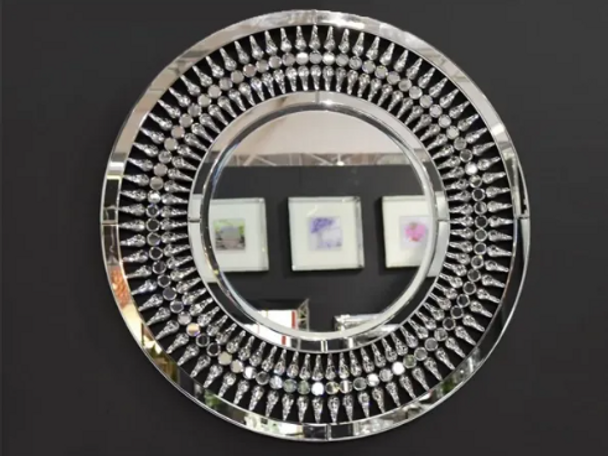 Home Vive - Crystal Teardrop Round Mirror