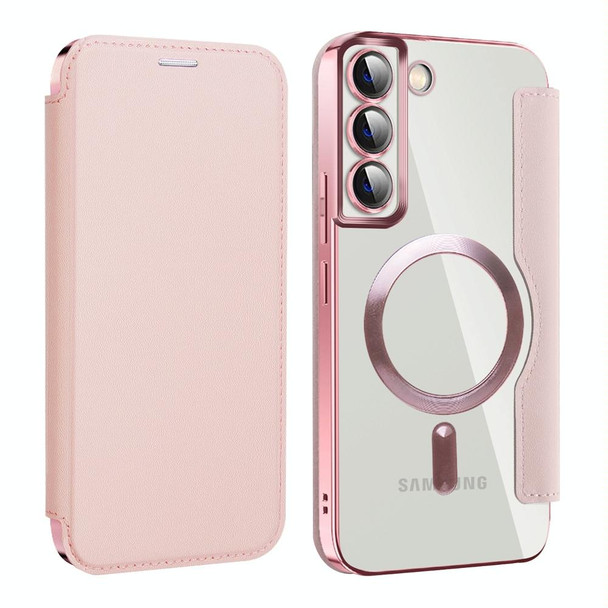 For Samsung Galaxy S22+ 5G MagSafe Magnetic RFID Anti-theft Leatherette Phone Case(Pink)