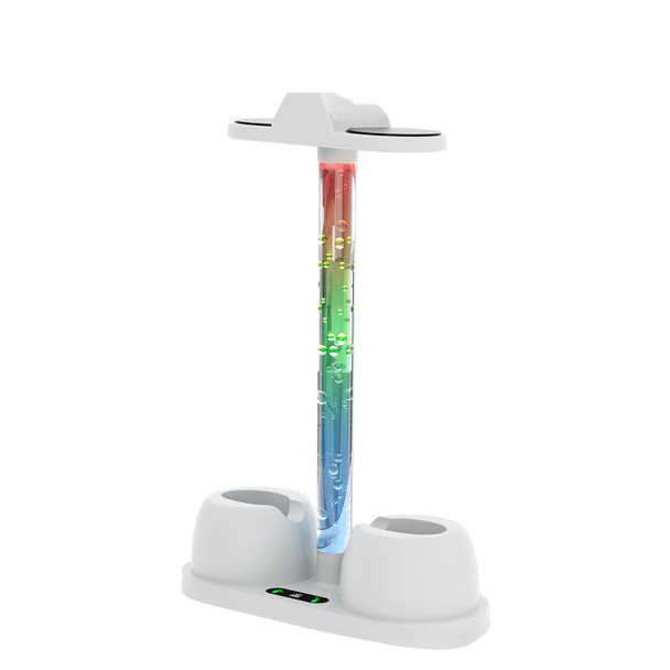 For Oculus/Meta Quest 3 VR Glasses Charging Base Storage Bracket with Cool RGB Light(White)