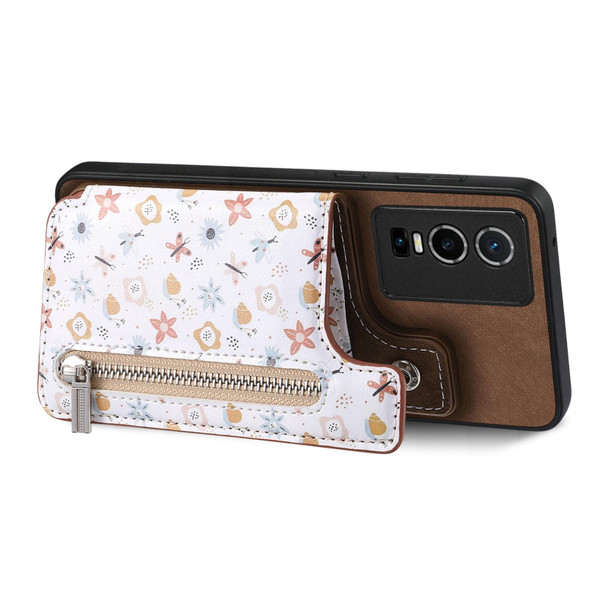 For vivo iQOO Z8X Retro Painted Zipper Wallet Back Phone Case(Brown)