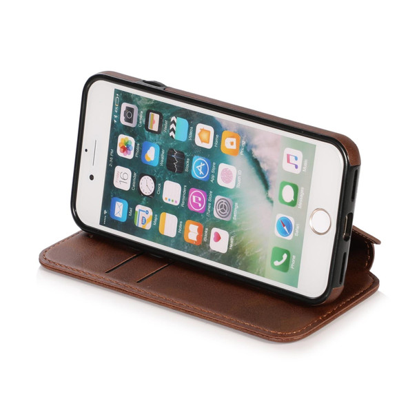 Knight Magnetic Suction Leather Phone Case - iPhone SE 2022 / SE 2020 / 7 / 8(Brown)