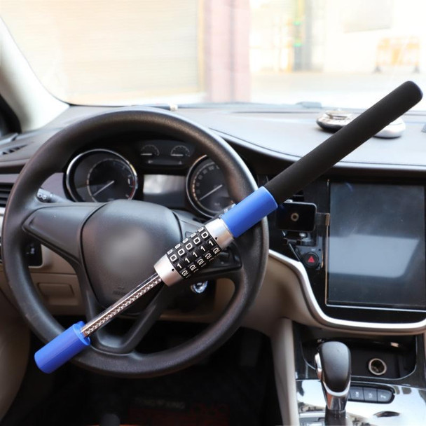 Car Anti-Theft Steering Wheel Retractable Adjustable Code Lock(Blue)