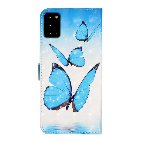 For Samsung Galaxy Note20 Oil Embossed 3D Drawing Leatherette Phone Case(3 Butterflies)