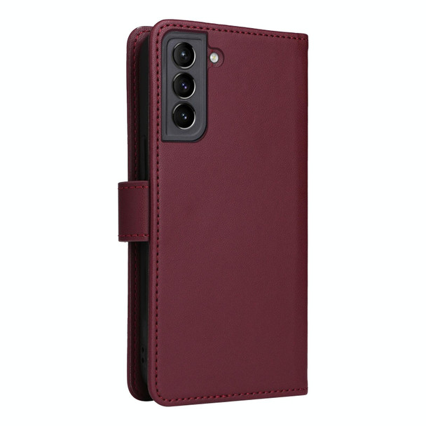 For Samsung Galaxy S21+ BETOPNICE BN-005 2 in 1 Detachable Imitate Genuine Leatherette Phone Case(Wine Red)