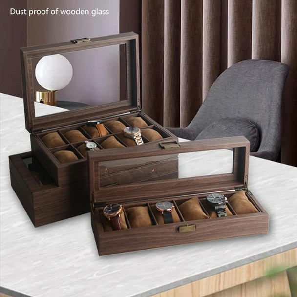 Wood Grain Leather Watch Display Box Watch Storage Case Jewelry Box, Style: 2 Digit Long