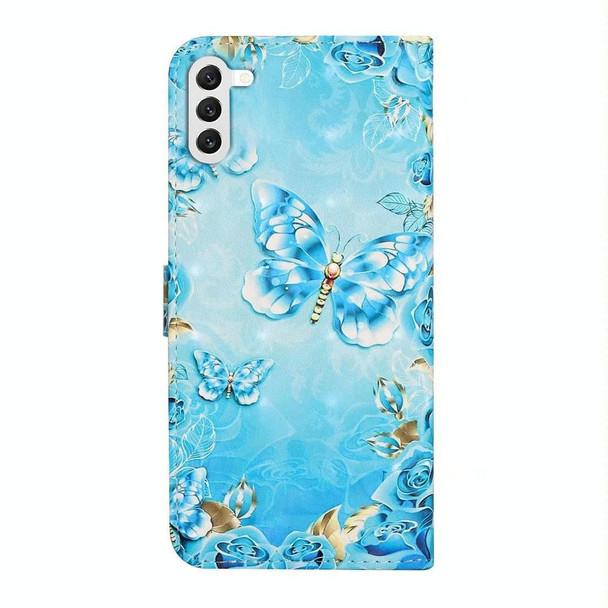 For Samsung Galaxy S23+ 5G Oil Embossed 3D Drawing Leatherette Phone Case(Blue Butterflies)