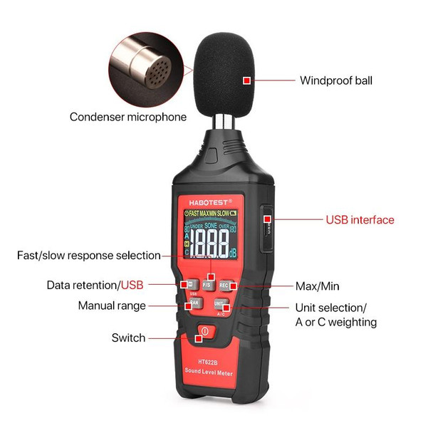 HABOTEST HT622B Household High Precision Digital Sound Level Meter