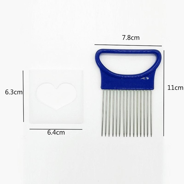 Stainless Steel Vegetable Onion Cutter Holder Meat Needle Kitchen Tools (Blue)