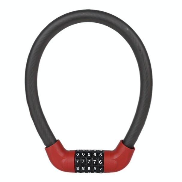 57 x 1.72cm Bicycle And Electrical Vehicle 5-Digit Combination Lock Safety Anti-Theft Cycling Lock(Black And Red)