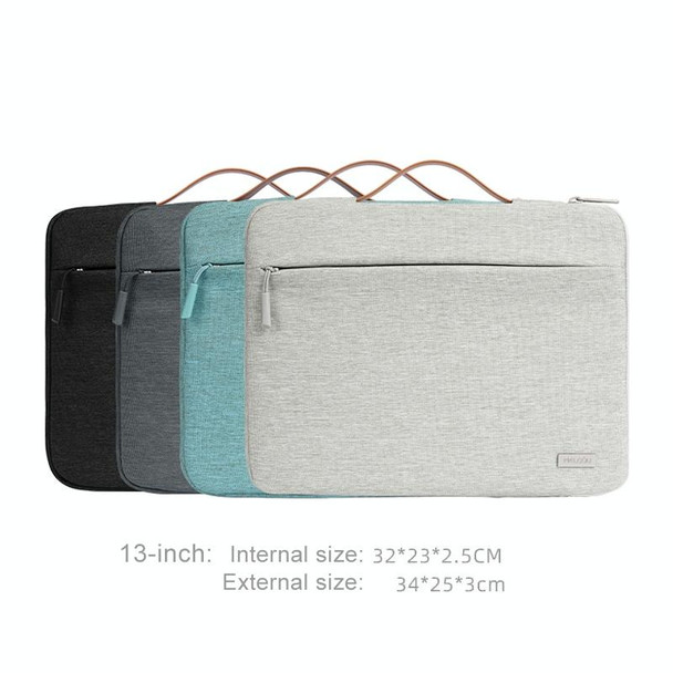 For 13 inch Laptop Zipper Waterproof  Handheld Sleeve Bag (Grey)