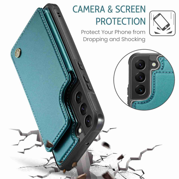 For Samsung Galaxy S22+ 5G CaseMe C22 Card Slots Holder RFID Anti-theft Phone Case(Blue Green)