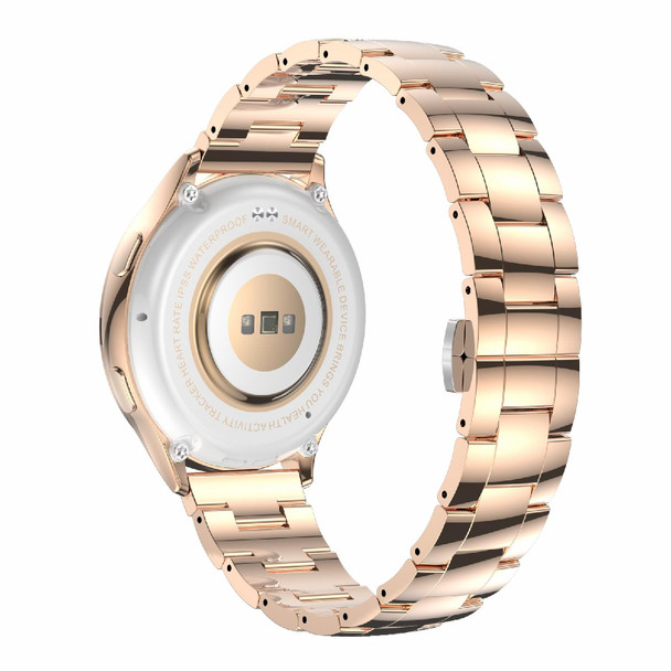 AK53 IP67 BT5.2 1.32inch Smart Watch Support Voice Call / Health Monitoring, Style:Pearl Steel Strap(Gold)