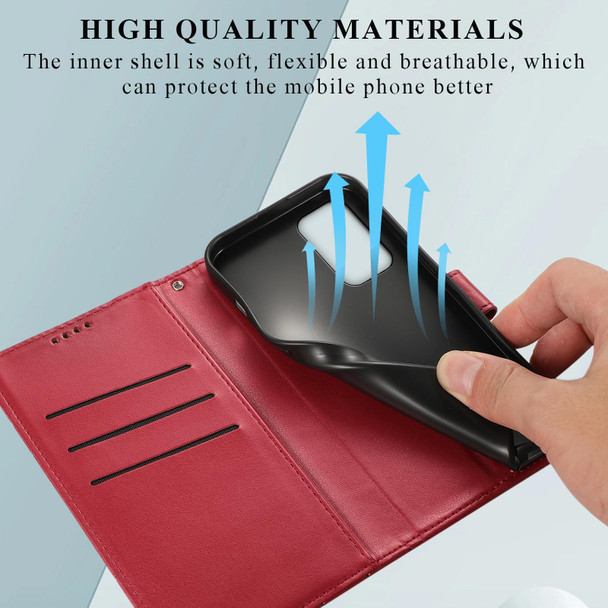 For OnePlus 9 PU Genuine Leatherette Texture Embossed Line Phone Case(Red)