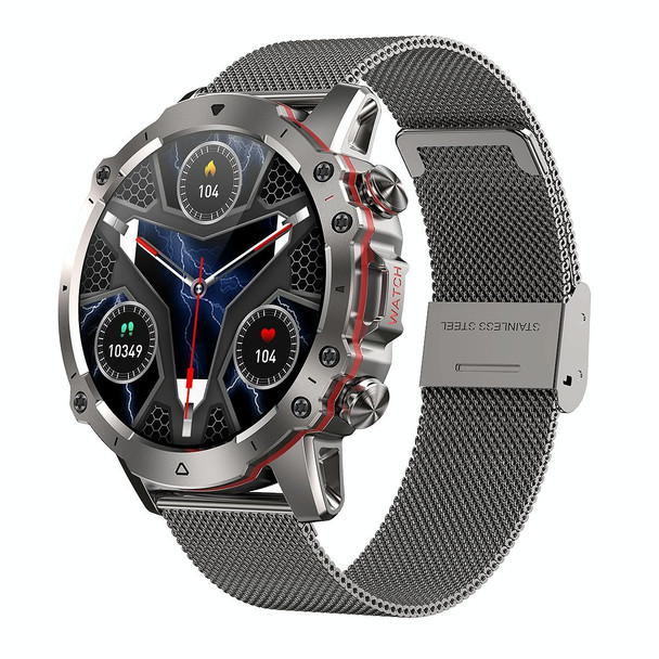AK56 IP67 BT5.1 1.43inch Smart Watch Support Voice Call / Health Monitoring, Style:Steel Mesh Strap(Silver)