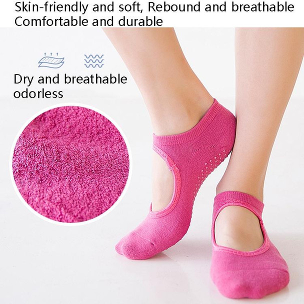 2 Pairs Combed Cotton Yoga Socks Towel Bottom Reveal Round Head Dance Fitness Sports Flooring Socks, Size: One Size(Light Pink)