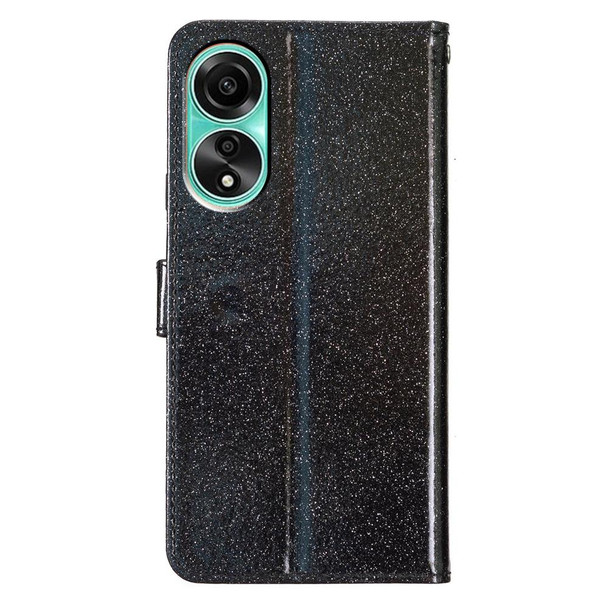 For OPPO A78 4G Glitter Powder Flip Leatherette Phone Case(Black)
