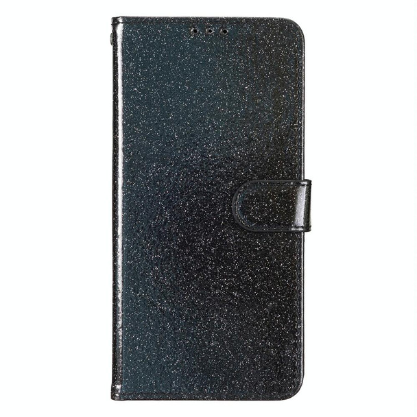 For OPPO A58 4G Glitter Powder Flip Leatherette Phone Case(Black)