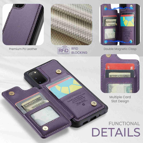 For Samsung Galaxy S20 FE CaseMe C22 Card Slots Holder RFID Anti-theft Phone Case(Purple)