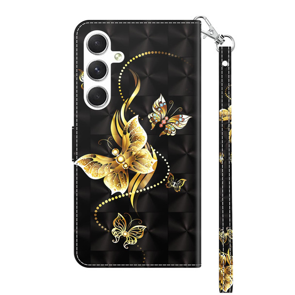 For Samsung Galaxy S24 5G 3D Painted Leatherette Phone Case(Golden Swallow Butterfly)