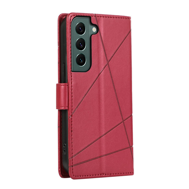For Samsung Galaxy S22+ 5G PU Genuine Leatherette Texture Embossed Line Phone Case(Red)