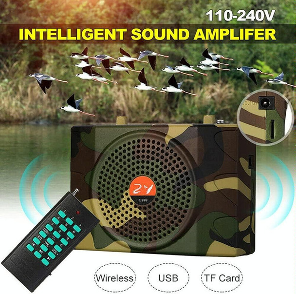 25W  Bluetooth Voice Amplifier Bird Hunting Speaker Supports USB/TF/FM 1000m Remote Control UK Plug(Camouflage)