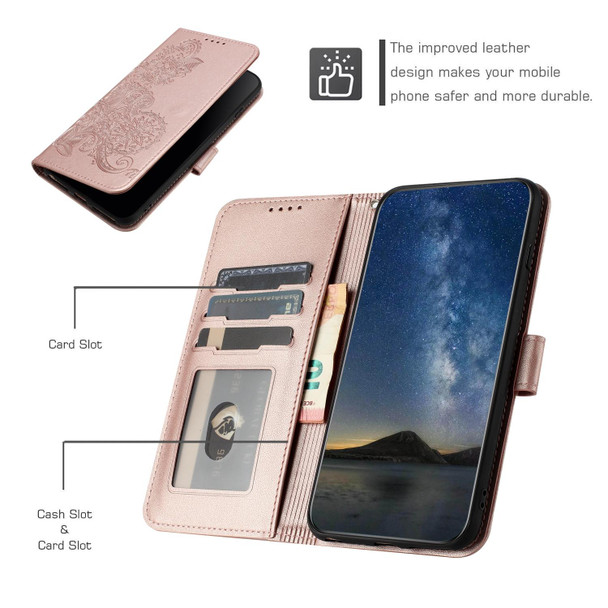 For Samsung Galaxy Note20 Datura Flower Embossed Flip Leatherette Phone Case(Rose Gold)