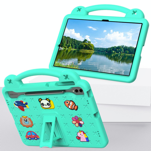 For Samsung Galaxy Tab S9 FE+ 12.4 X610N Handle Kickstand Children EVA Shockproof Tablet Case(Mint Green)