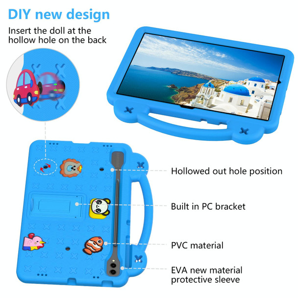 For Samsung Galaxy Tab S8+ 12.4 X800/X806 Handle Kickstand Children EVA Shockproof Tablet Case(Sky Blue)