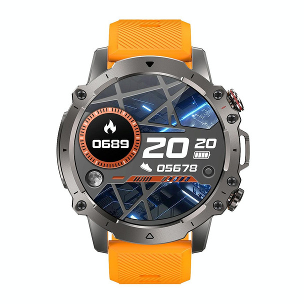 AK56 IP67 BT5.1 1.43inch Smart Watch Support Voice Call / Health Monitoring, Style:Silicone Strap(Orange)