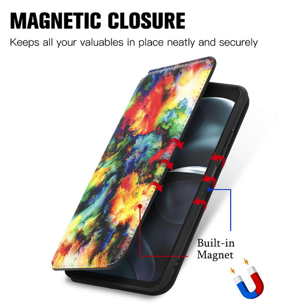 For Motorola Moto G14 CaseNeo Colorful Magnetic Leatherette Phone Case(Colorful Cloud)