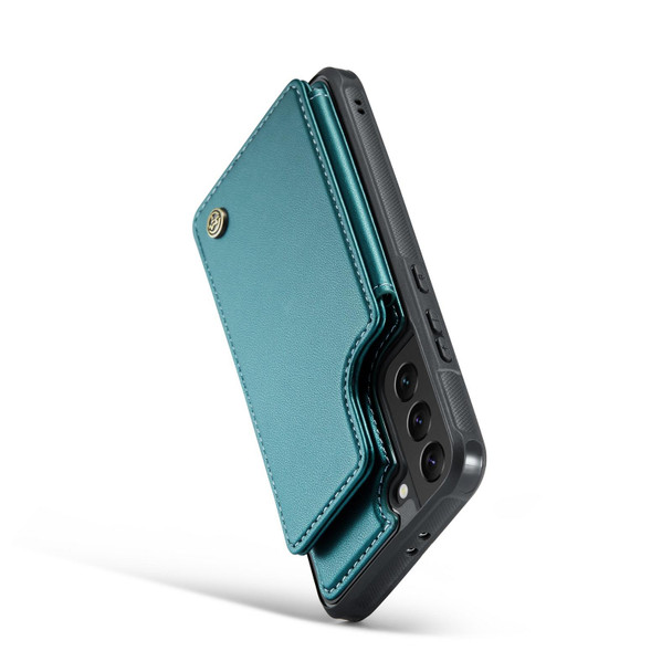 For Samsung Galaxy S21 5G CaseMe C22 Card Slots Holder RFID Anti-theft Phone Case(Blue Green)