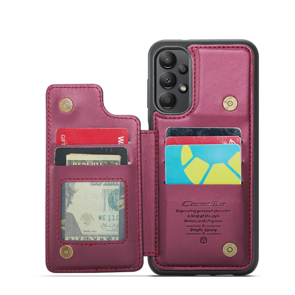 For Samsung Galaxy A13 4G CaseMe C22 Card Slots Holder RFID Anti-theft Phone Case(Wine Red)