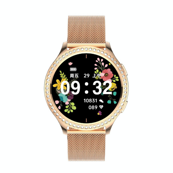 AK53 IP67 BT5.2 1.32inch Smart Watch Support Voice Call / Health Monitoring, Style:Steel Mesh Strap(Gold)