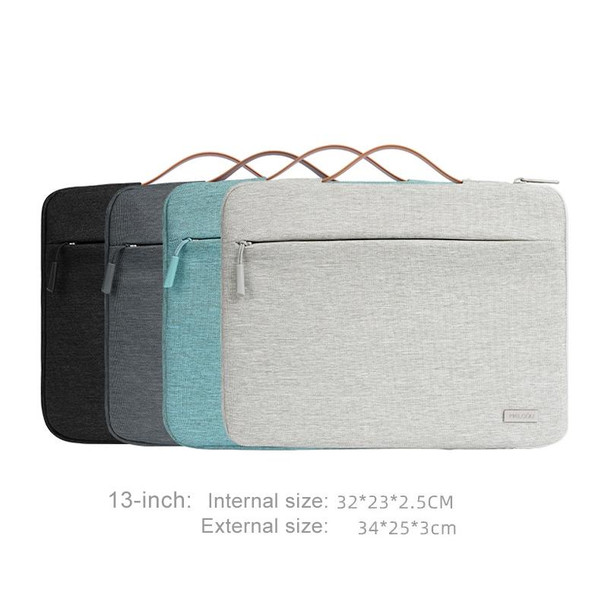For 13 inch Laptop Zipper Waterproof  Handheld Sleeve Bag (Beige White)