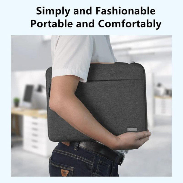 For 14 inch Laptop Zipper Waterproof  Handheld Sleeve Bag (Black)