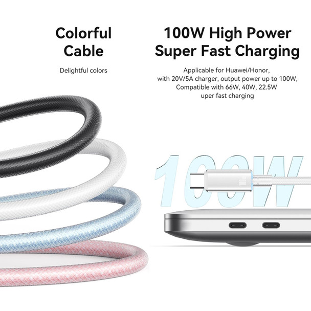 USAMS Type-C To Type-C Aluminum Alloy Clear LED 100W Fast Charge Data Cable, Length:1.2m(Blue)