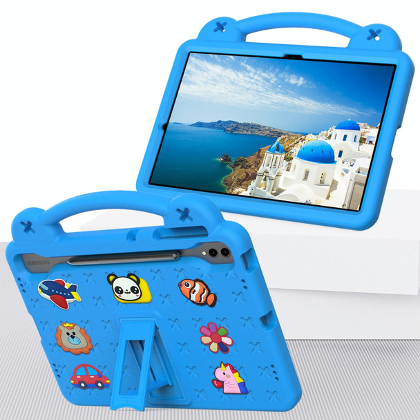 For Samsung Galaxy Tab S9 FE+ 12.4 X610N Handle Kickstand Children EVA Shockproof Tablet Case(Sky Blue)