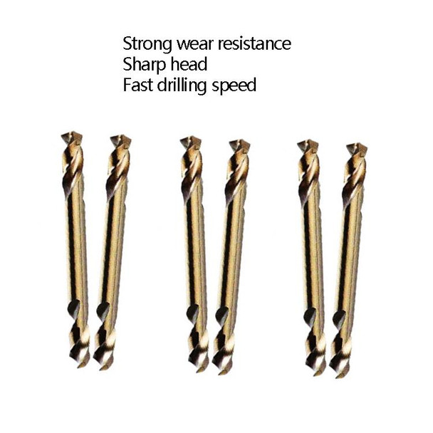 5 PCS M35 Cobalt-Containing Twist Drill Bit High-Speed Steel Double Head Metal Steel Plate Expansion Hole Drill, Model: Double Head 3.2mm