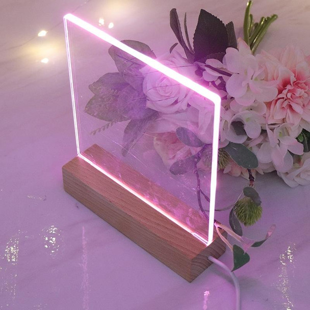 3D LED Blank Unengraved Acrylic Beech Base Night Light(Pink Light)