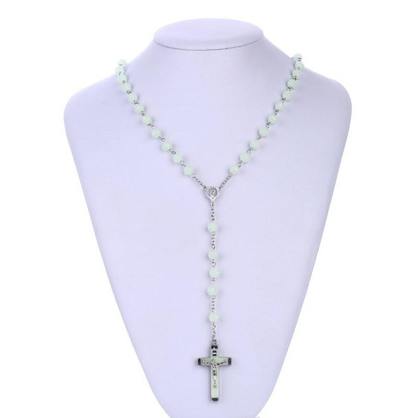 Acrylic Luminous Rosary Cross Necklace(Luminous Green)