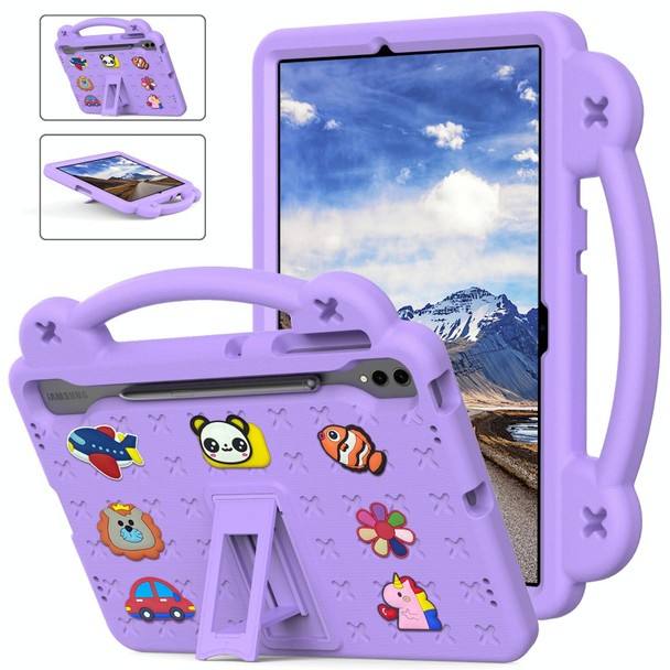 For Samsung Galaxy Tab S9 FE+ 12.4 X610N Handle Kickstand Children EVA Shockproof Tablet Case(Light Purple)