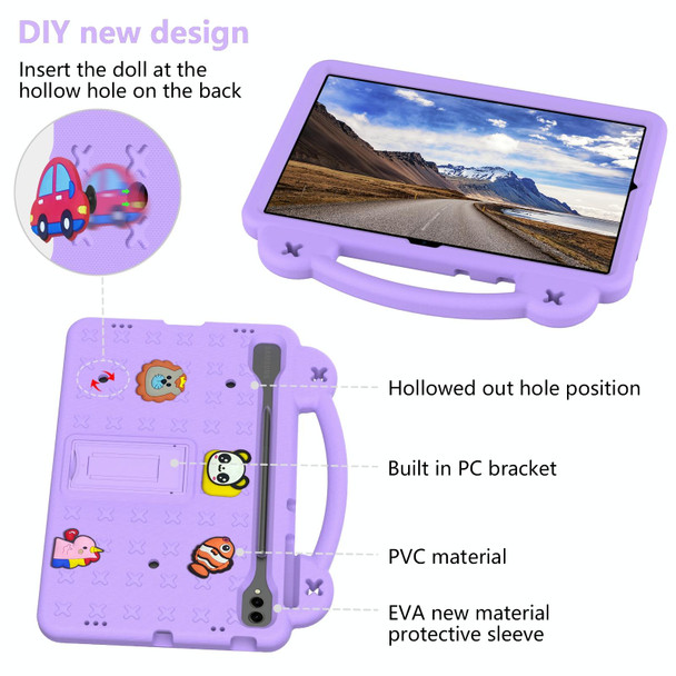 For Samsung Galaxy Tab S9 FE+ 12.4 X610N Handle Kickstand Children EVA Shockproof Tablet Case(Light Purple)